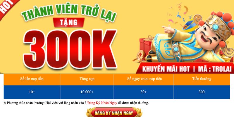 Khuyến mãi dành cho thành viên trở lại